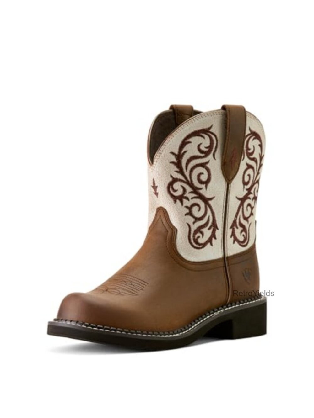 Western Cowboy Boots Embroidered Stitch Leather Fatbaby Toe